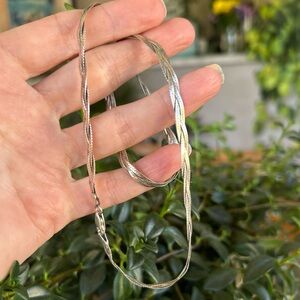 Vintage Sterling Silver Braided Herringbone Necklace